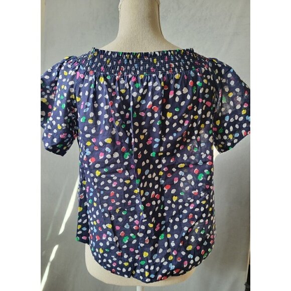 J. Crew Womens 6 Off The Shoulder Top in Ratti Happy Cat Multicolored Polka Dot - Picture 6 of 16